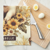 Schattige Zonnebloem Varkenspatroon Theedoek (Quarter Fold)