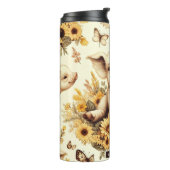 Schattige Zonnebloem Varkenspatroon Thermosbeker (Gedraaid links)