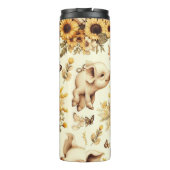 Schattige Zonnebloem Varkenspatroon Thermosbeker (Achterkant)