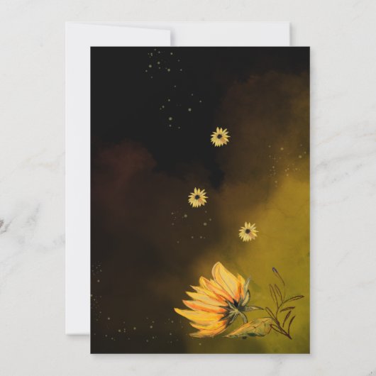 Schattige Zonnebloem Waterverf Meisje Zwart Verjaa Kaart (Achterkant)