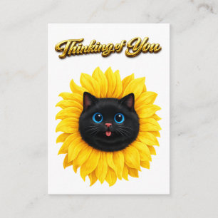 Schattige Zonnebloem Zwarte Kat Gezicht Denk Aan J Informatiekaartje