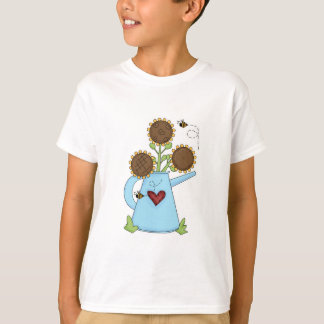 Schattige zonnebloemen in gietkan t-shirt