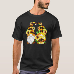 Schattige zonnebloemkabouters voor vrouwen tuinman t-shirt