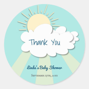 Schattige zonneschijn genderneutraal Baby shower Ronde Sticker