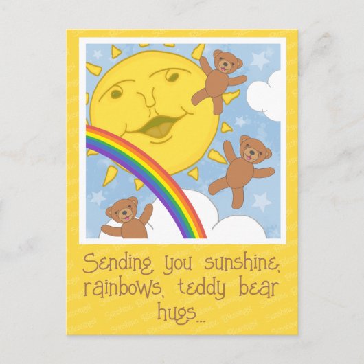 Schattige Zonneschijn Regenbogen Wordt Gauw Weer B Briefkaart (Voorkant)