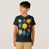 Schattige Zonnestelsel Planeten, Grappig Galaxy T- T-shirt (Voorkant volledig)