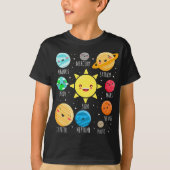 Schattige Zonnestelsel Planeten, Grappig Galaxy T- T-shirt (Voorkant)
