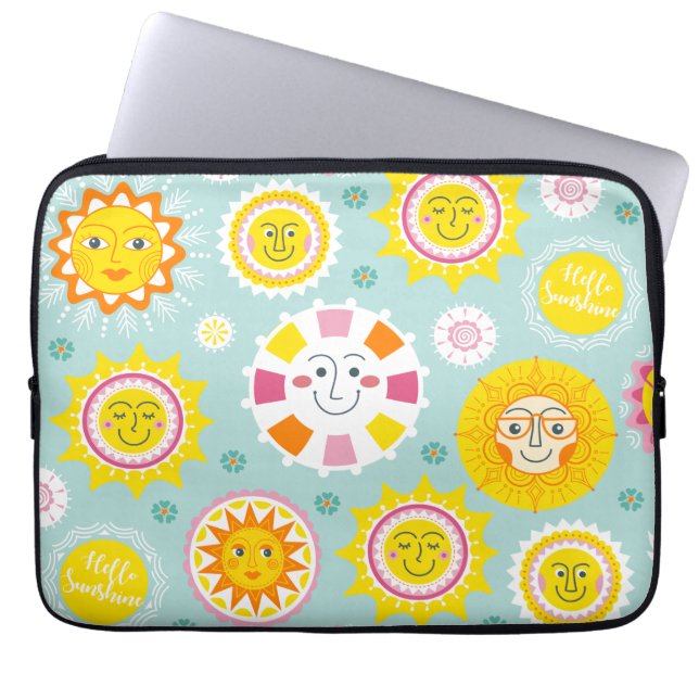 Schattige zonpatroon laptop sleeve (Voorkant)
