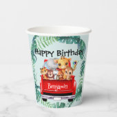 Schattige Zoo oerwoud boerderij truck boys Verjaar Papieren Bekers (Achterkant)