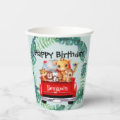 Schattige Zoo oerwoud boerderij truck boys Verjaar Papieren Bekers (Voorkant)