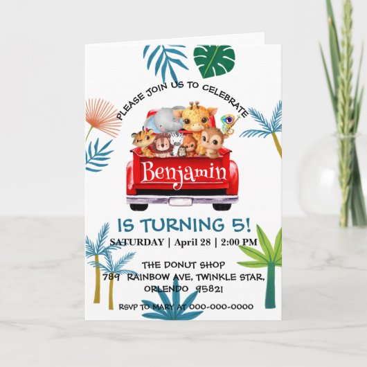 Schattige Zoo oerwoud boerderij truck tractor boy (Voorkant)