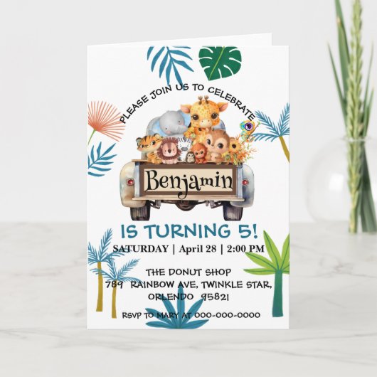 Schattige Zoo oerwoud boerderij truck tractor boy  (Voorkant)