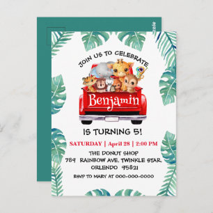 Schattige Zoo oerwoud boerderij truck tractor boy  Briefkaart