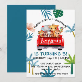 Schattige Zoo oerwoud boerderij truck tractor boy  Kaart