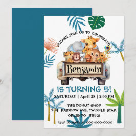 Schattige Zoo oerwoud boerderij truck tractor boy  Kaart