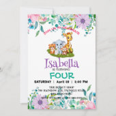 Schattige Zoo oerwoud Dieren Verjaardagsfeestje Bl Kaart (Voorkant)