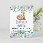 Schattige Zoo oerwoud Dieren Verjaardagsfeestje Bl Kaart (Staand voorkant)