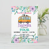 Schattige Zoo schoolbus Dieren Verjaardagsbloem ki Kaart (Staand voorkant)