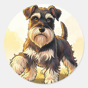Schattige zout-en-peper Schnauzer-puppy Ronde Sticker