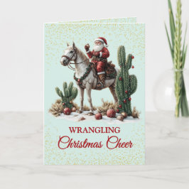 Schattige Zuidwest Cowboy Kerstman Kerstkaart Feestdagen Kaart