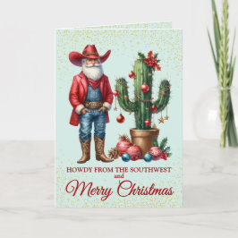 Schattige Zuidwestelijke Dessert Cowboy Kerstkaart Feestdagen Kaart