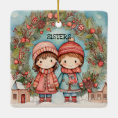 Schattige zusters  keramisch ornament (Achterkant)
