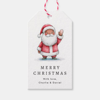 Schattige zwaaiende Kerstman illustratie Prettig K Cadeaulabel
