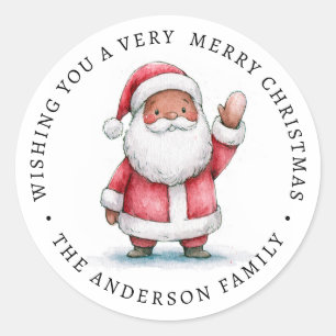 Schattige zwaaiende Kerstman illustratie Prettig K Ronde Sticker