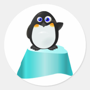 Schattige zwaaiende pinguïn ronde sticker