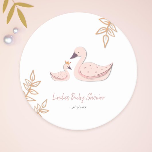 Schattige zwaan Baby shower Ronde Kartonnen Onderzetter