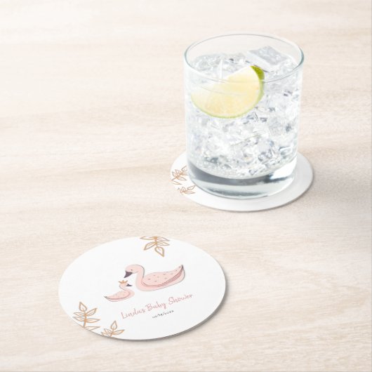 Schattige zwaan Baby shower Ronde Kartonnen Onderzetter (Insitu)