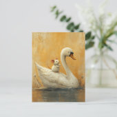 Schattige zwaan en muisvrienden briefkaart (Staand voorkant)
