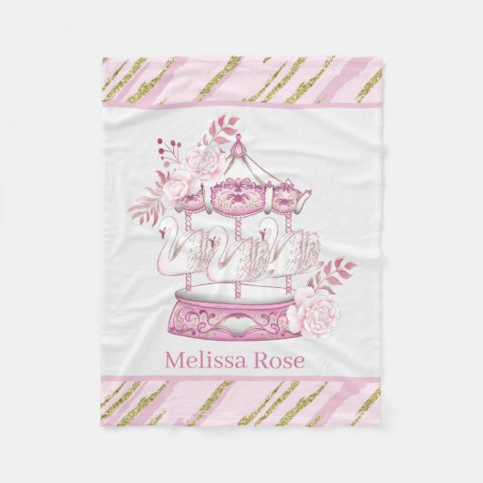 schattige zwandel carrousel voegt naam toe fleece deken (Voorkant)