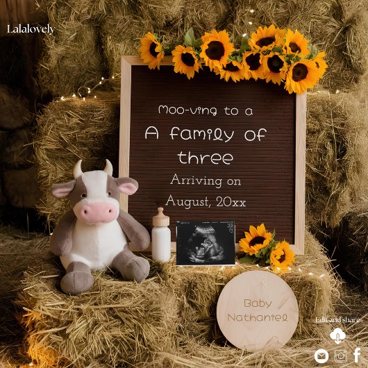 Schattige zwangerschapsaankondiging in landelijke  feestdagenkaart