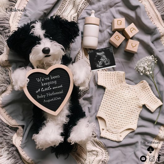 Schattige zwangerschapsaankondiging puppy feestdagenkaart