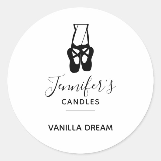 Schattige zwart balletschoentjes kaars / zeep ronde sticker (Voorkant)