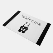 Schattige zwart balletslippers en pointe welkom deurmat (Schuin)