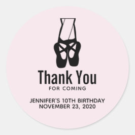 Schattige zwart balletslippers party dank u ronde sticker