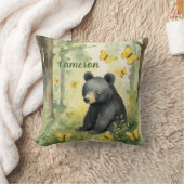 Schattige Zwart Beer Genderneutraal Gepersonalisee Kussen (Deken)