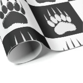 Schattige Zwart Beer Paw Print Checkerboard Patter Cadeaupapier (Rol Hoek)