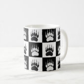 Schattige Zwart Beer Paw Print Checkerboard Patter Koffiemok (Voorkant rechts)