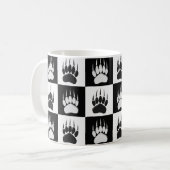 Schattige Zwart Beer Paw Print Checkerboard Patter Koffiemok (Voorkant links)