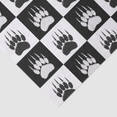 Schattige Zwart Beer Paw Print Checkerboard Patter Tissuepapier (Detail)