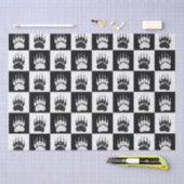 Schattige Zwart Beer Paw Print Checkerboard Patter Tissuepapier (Craft)
