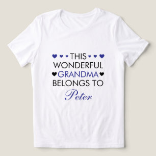 Schattige Zwart & Blauw Gezegde Grandkid Naam Oma Tri-Blend Shirt