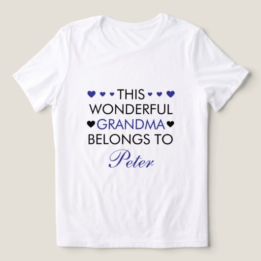 Schattige Zwart & Blauw Gezegde Grandkid Naam Oma Tri-Blend Shirt (Design voorkant)