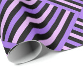 Schattige zwart blauw grijs gestreept patroon cadeaupapier (Rol Hoek)