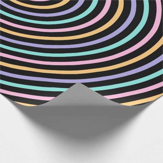 Schattige zwart blauw grijs gestreept patroon cadeaupapier (Hoek)