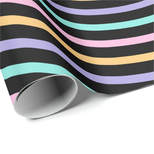 Schattige zwart blauw grijs gestreept patroon cadeaupapier (Rol Hoek)