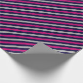 Schattige zwart blauw grijs gestreept patroon cadeaupapier (Hoek)